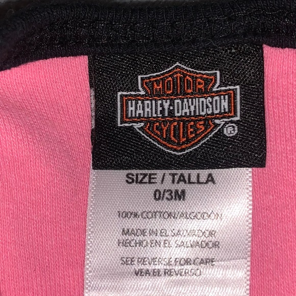 Harley Davidson 0-3 Months Babygirl Footed Sleeper W/ Snaps - Picture 4 of 4